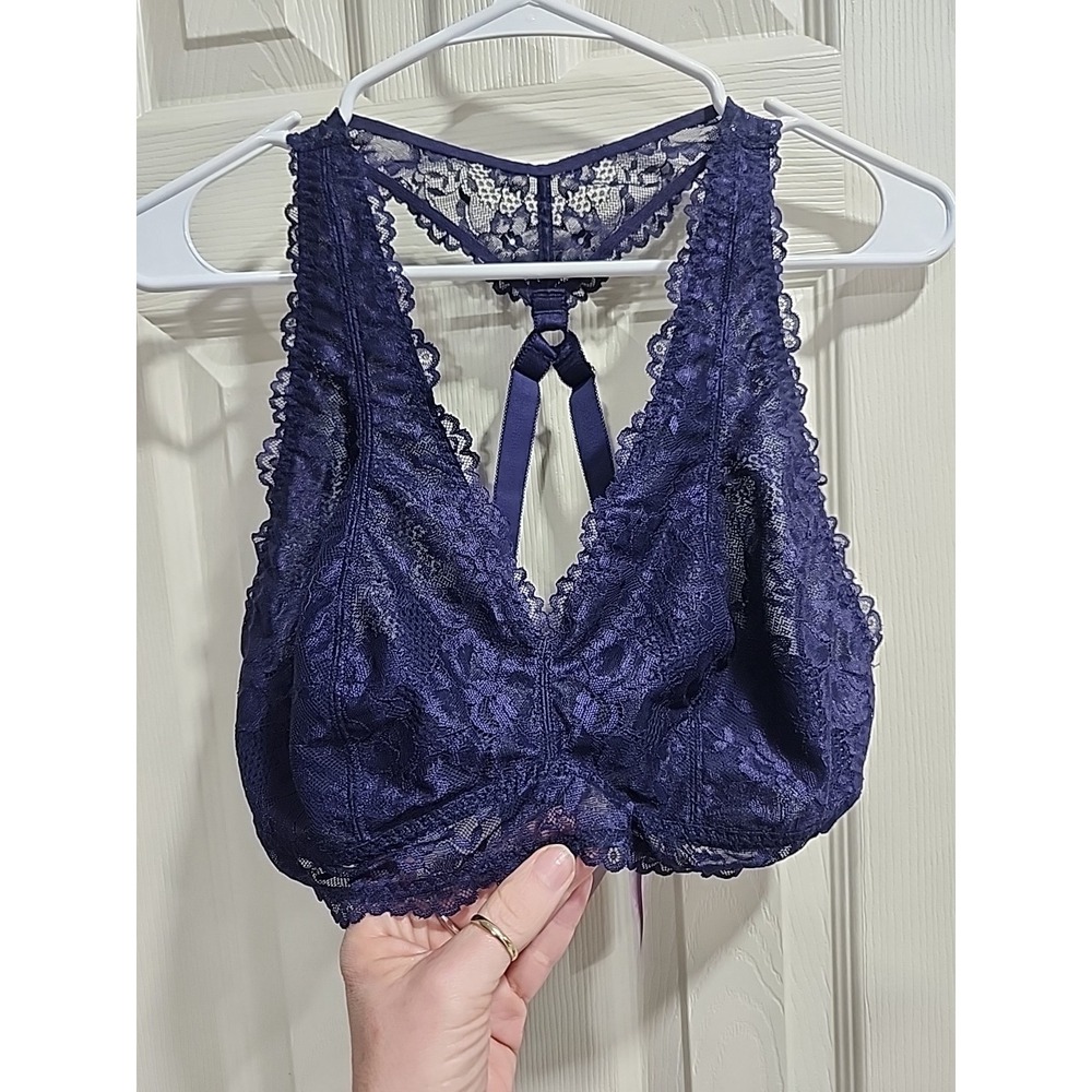 Savage X Fenty 1X Bralette Blue Lace Wireless Pullover RacerBack Rihanna - Picture 3 of 13